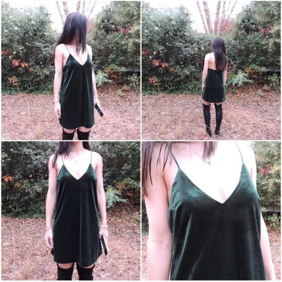 Cotton Candy LA Forrest Green Grinch Velvet Tank Dress - Picture 4 of 5